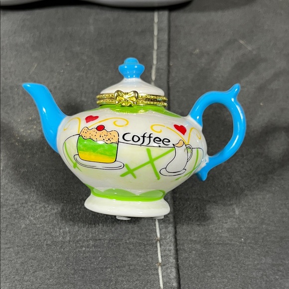 Other - Colorful Ceramic Coffee Teapot Porcelain trinket box. Vintage